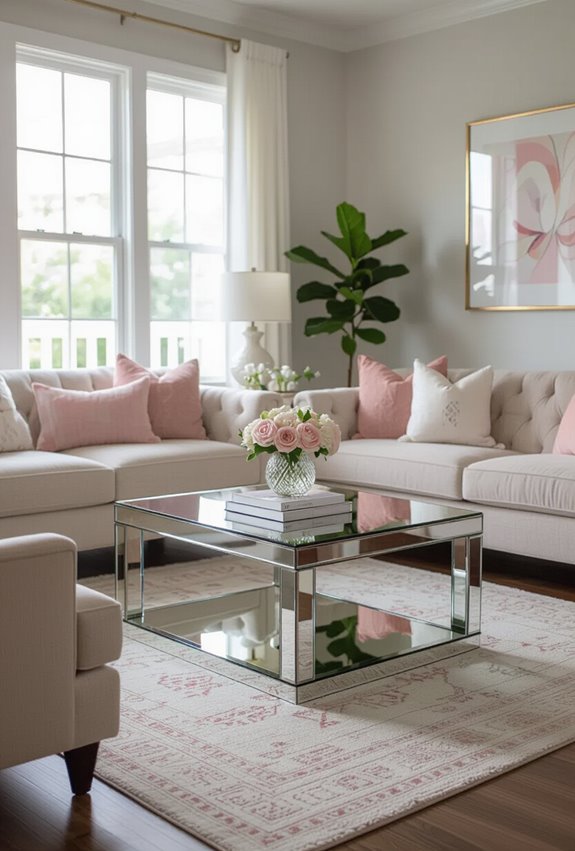 mirrored pieces amplify light