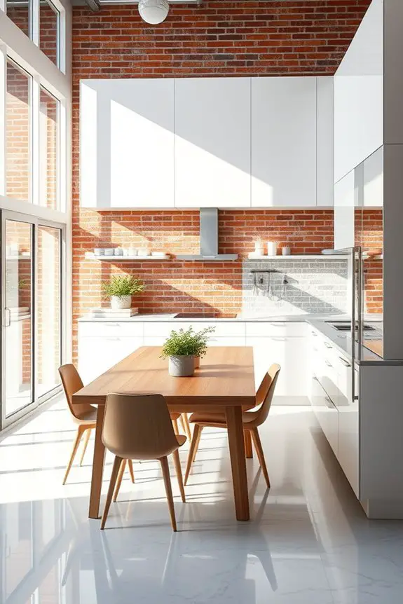 mirrors brighten exposed brick