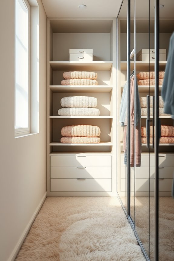 mirrors enhance closet space