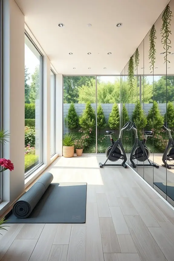mirrors enhance garden gym