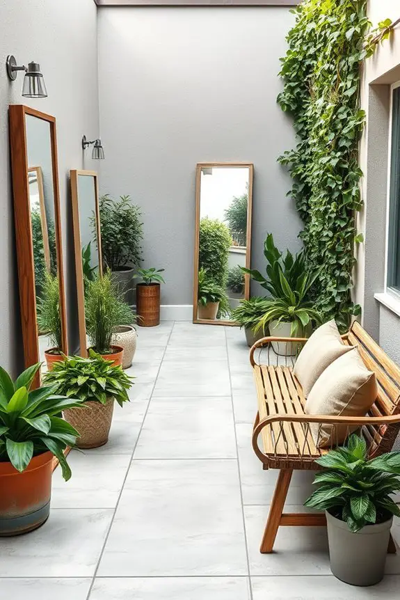 mirrors enhance patio space
