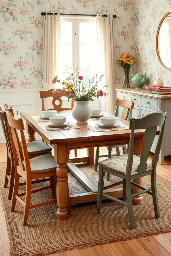 mismatched chairs create charm