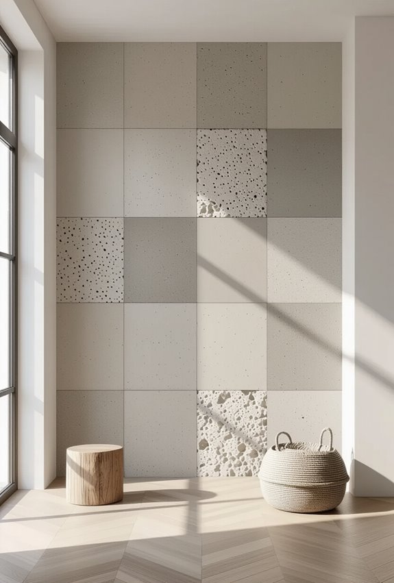 mixed finish patchwork concrete panels