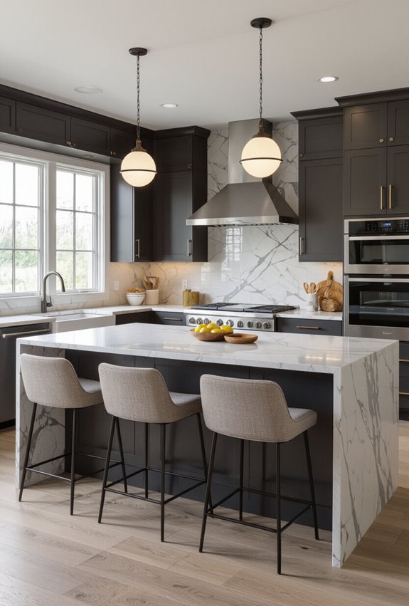 mixed height breakfast bar seating