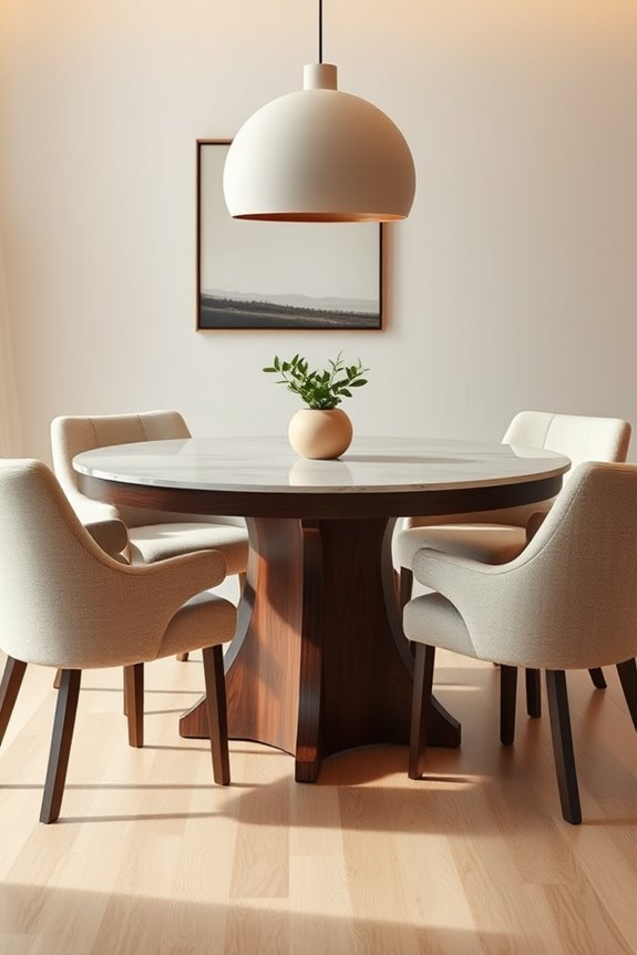 mixed material round tables