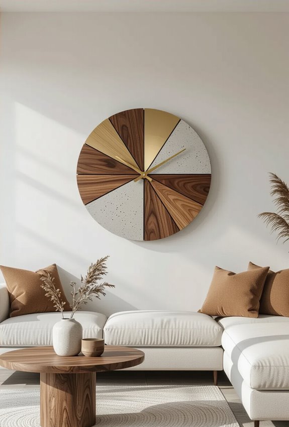 mixed material textured timepiece centerpiece