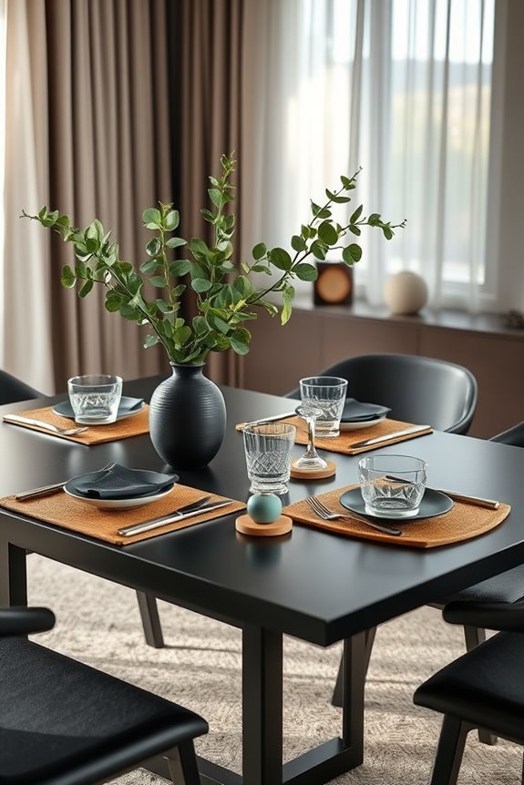 mixed materials dining decor