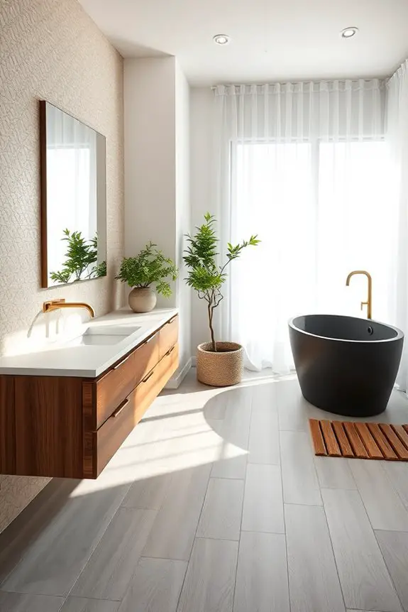 mixed materials for bathrooms