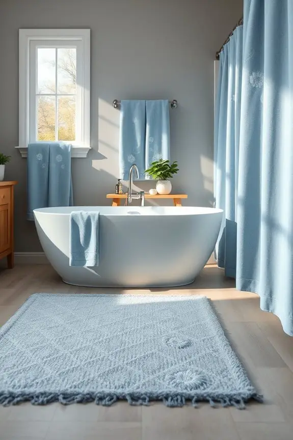 mixing dusty blue textiles