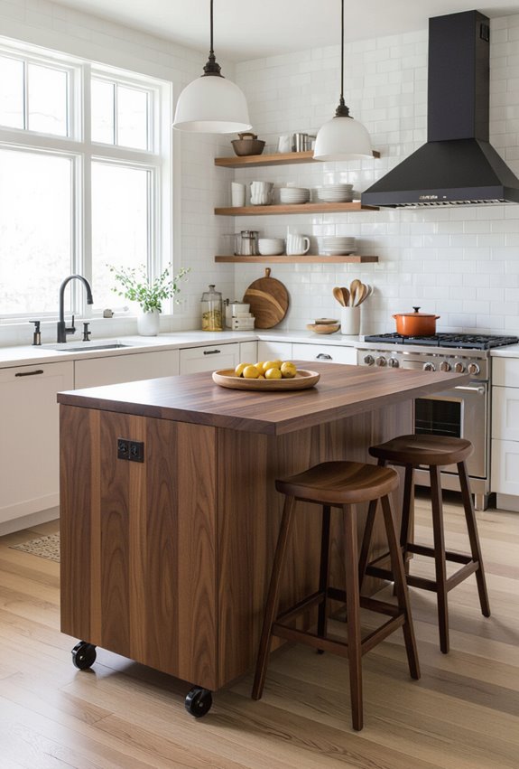 mobile brown kitchen prep islands