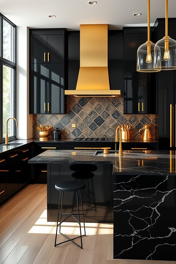 modern black and gold kitchen