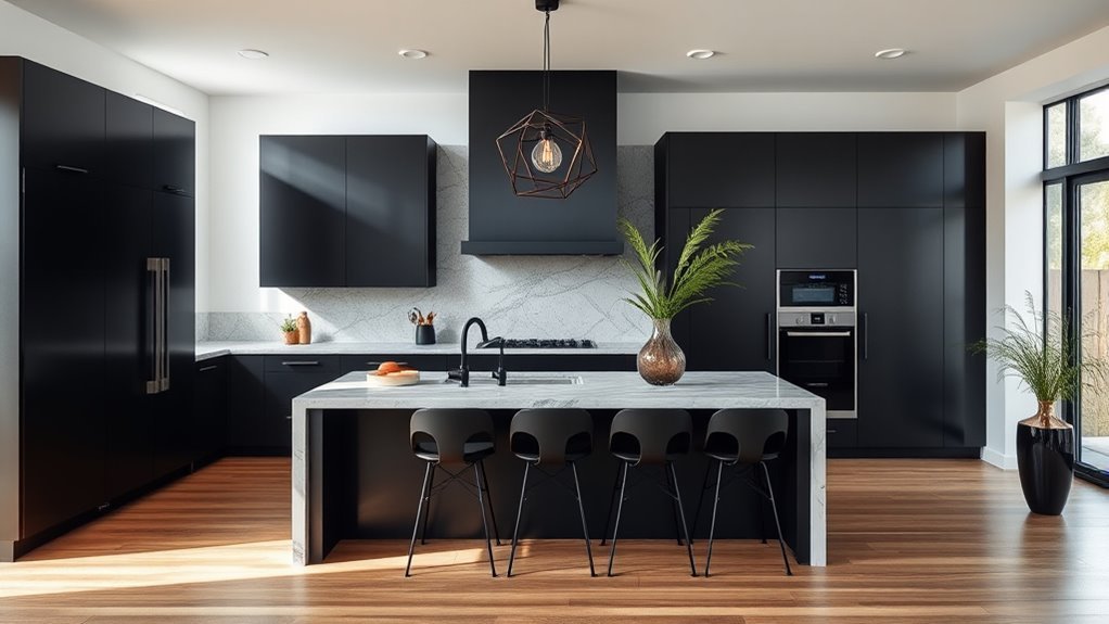 modern black and gray kitchens