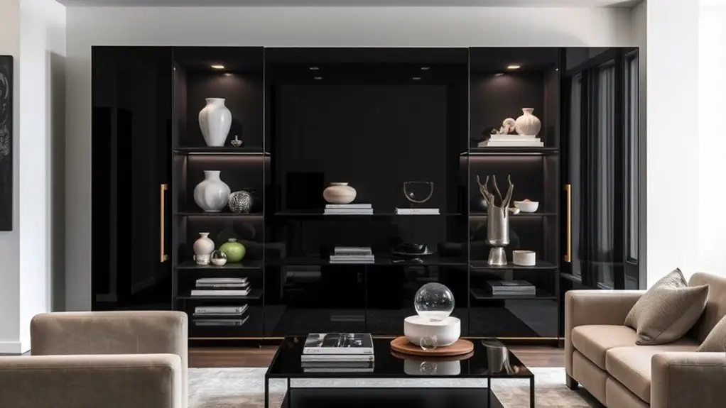 modern black display cabinets