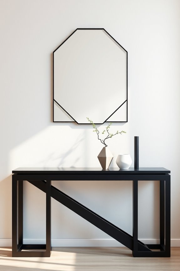 modern black geometric console