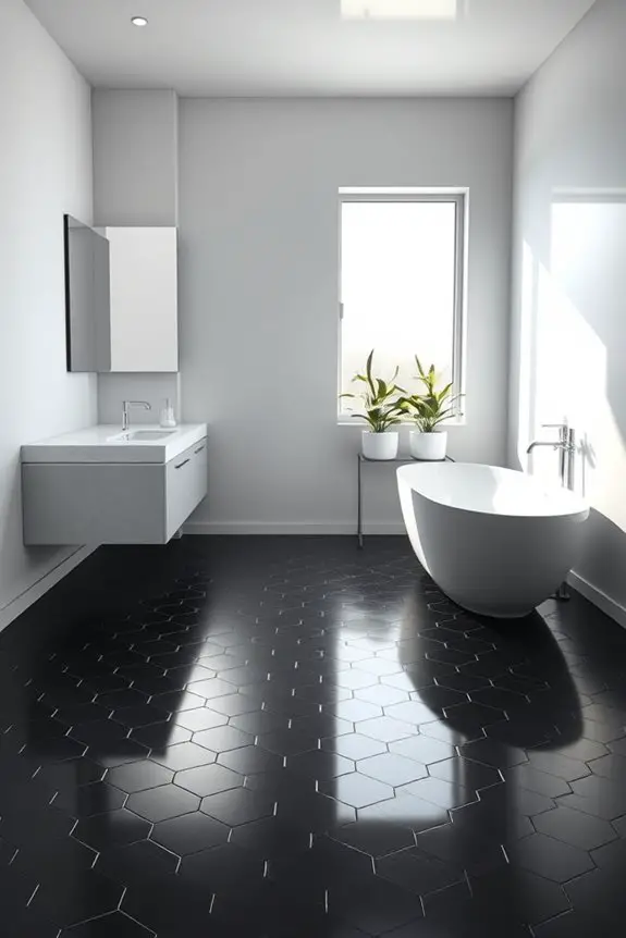 modern black hexagon tiles