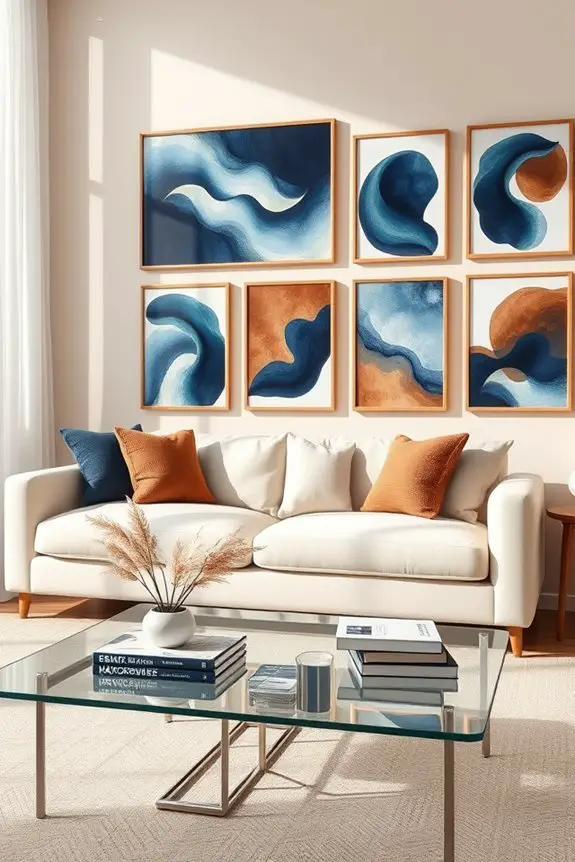 modern blue and brown art