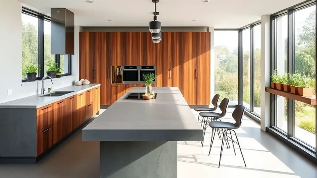 modern concrete and wood kitchens