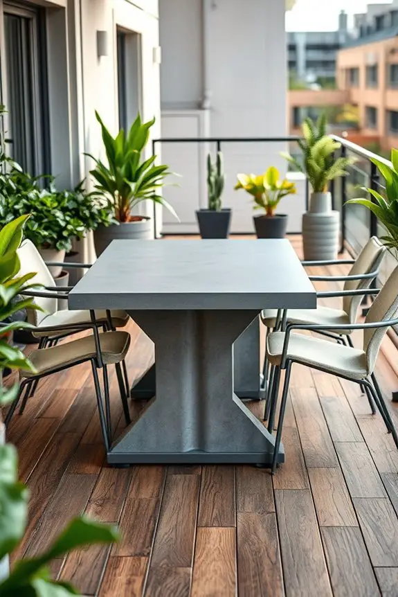 modern concrete dining setup