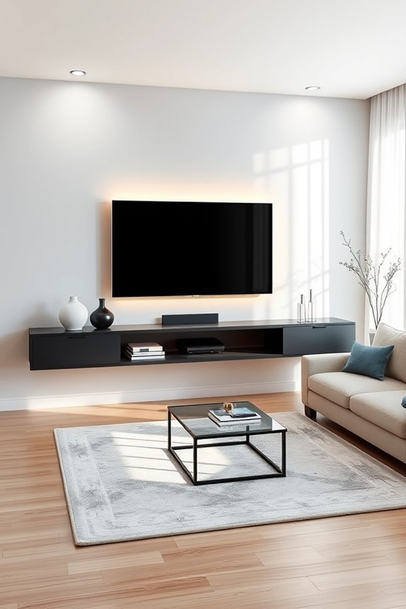 modern elegant floating tv stand