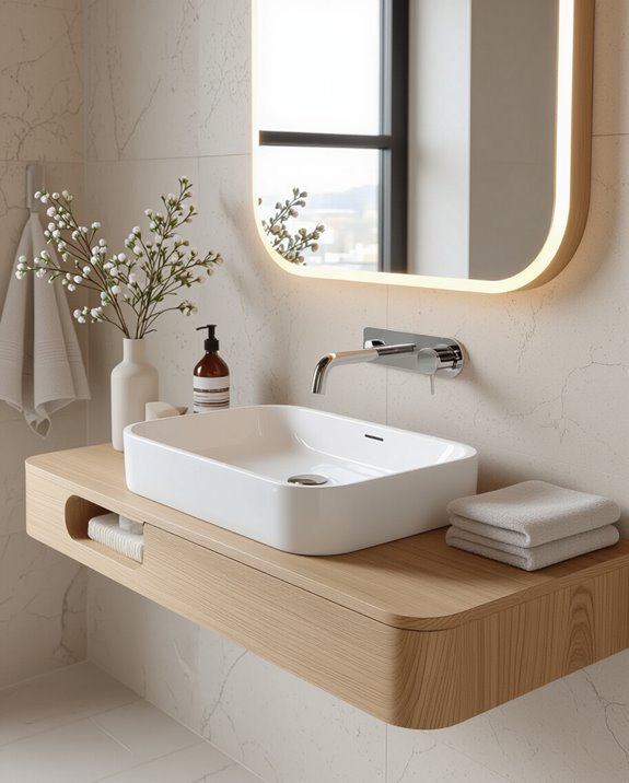 modern floating shelf basin