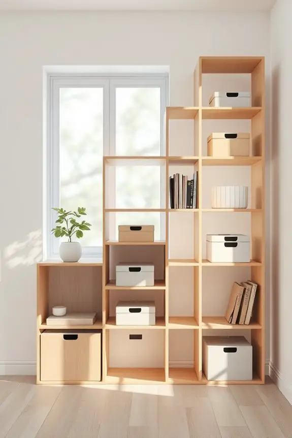 modern geometric cube shelving