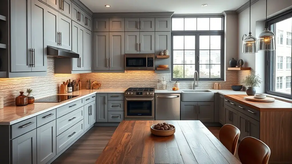 modern gray and brown kitchens