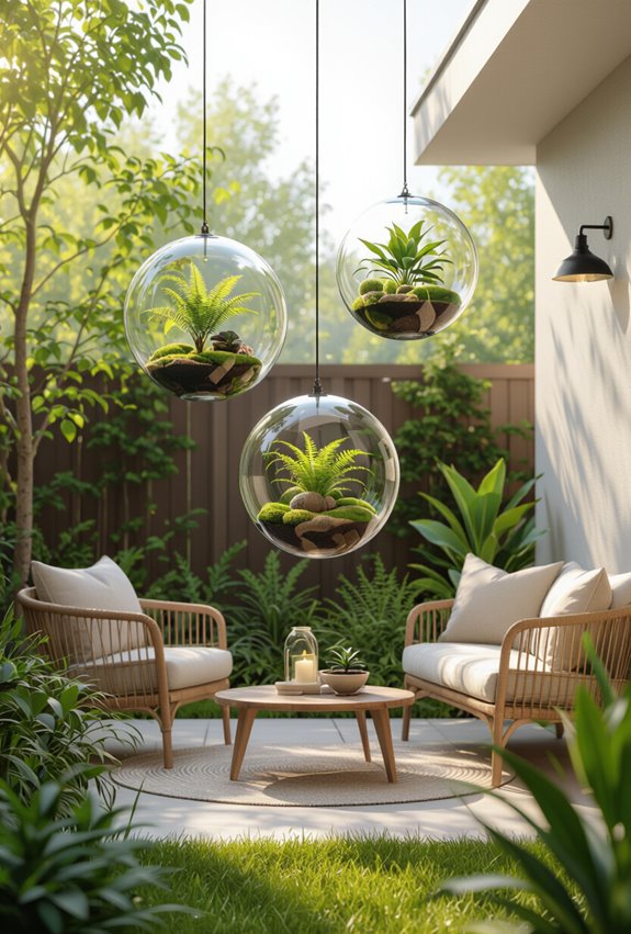 modern hanging glass greenery