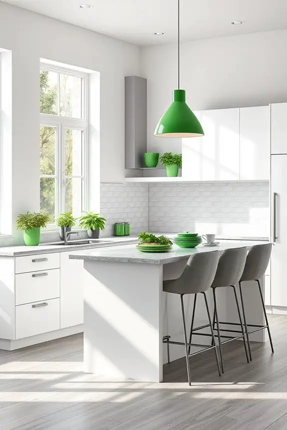 modern kitchen with green accents