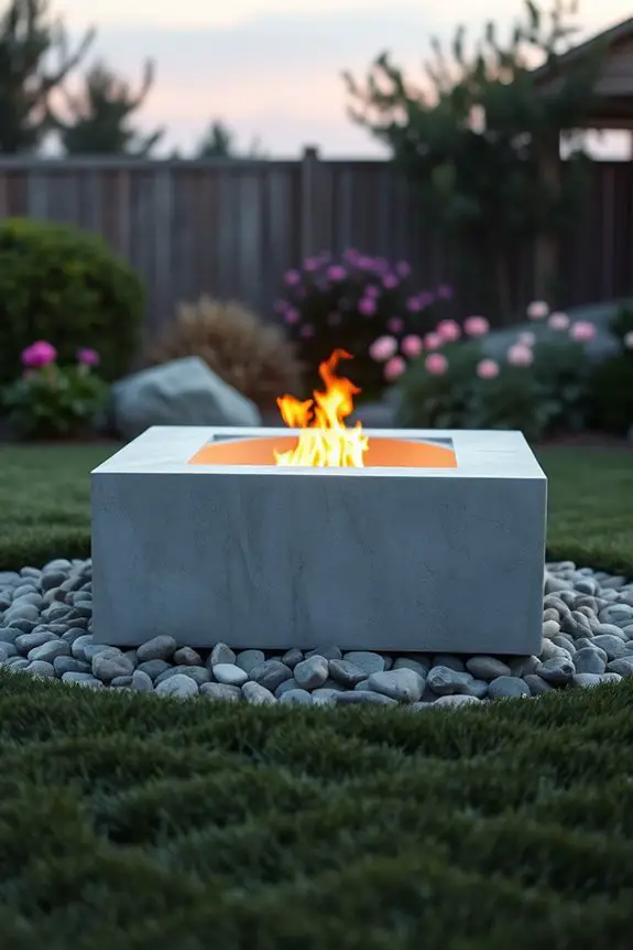 modern minimalist concrete firepit