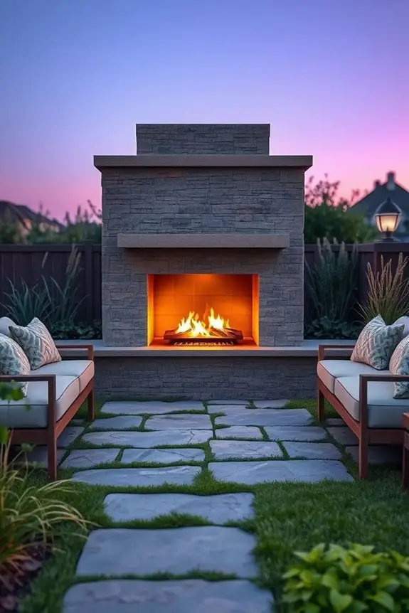 modern rustic outdoor fireplace