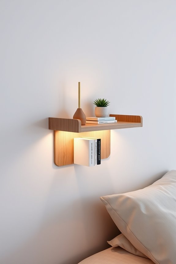 modern shelf with lighting