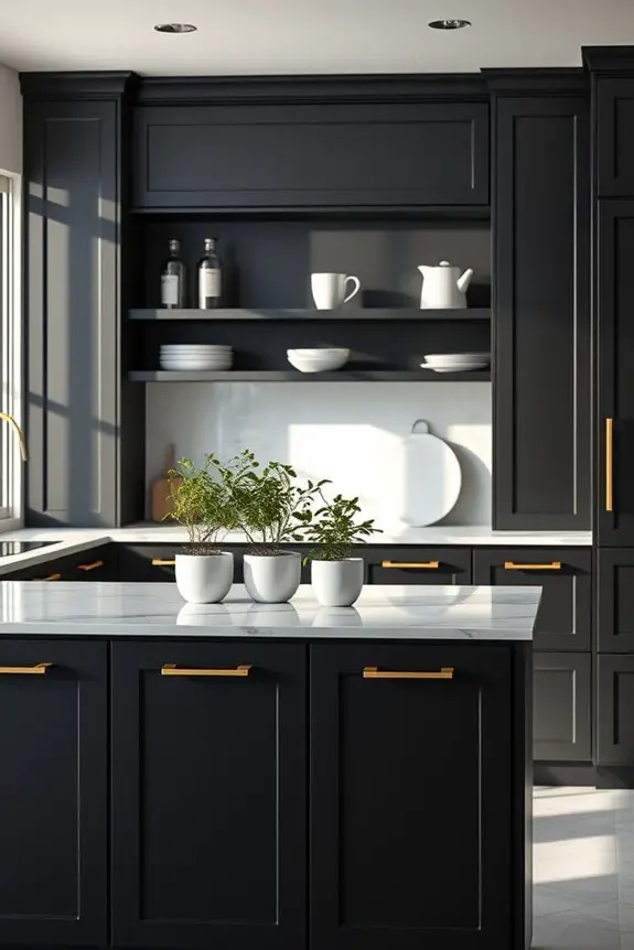 modern sleek black cabinets