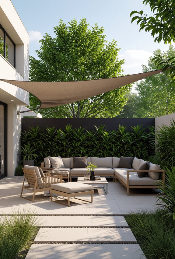 modern tensioned shade sails