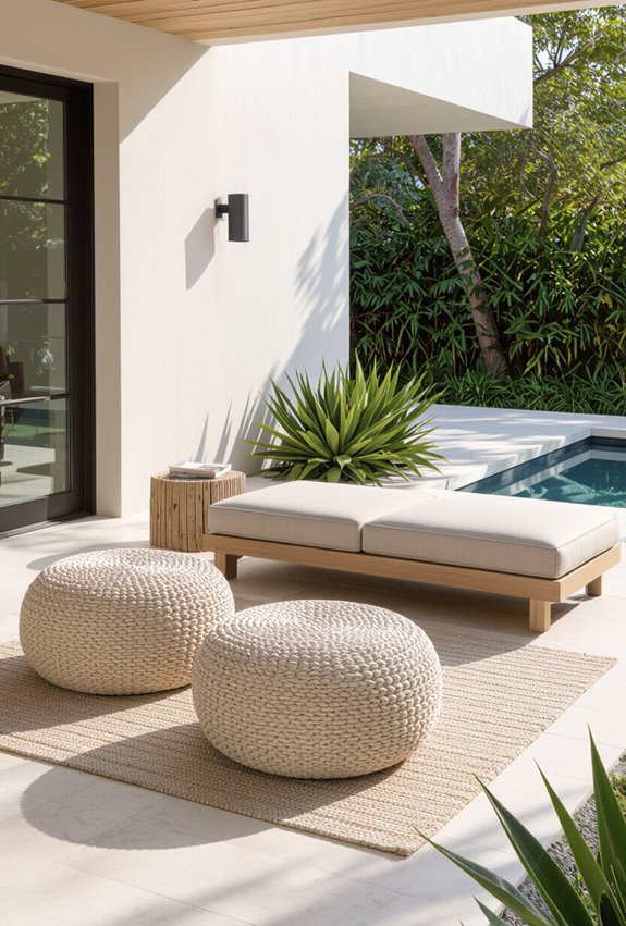 moisture resistant outdoor poufs and ottomans