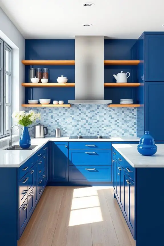monochromatic blue kitchen design