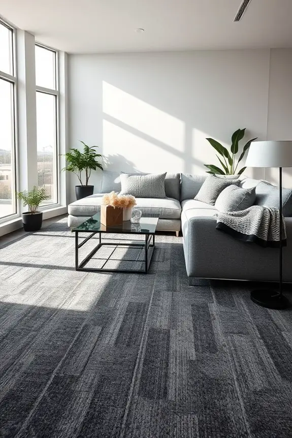 monochromatic charcoal living room