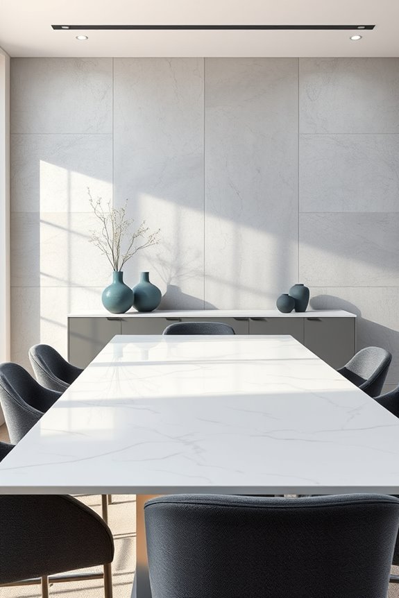 monochromatic dining space design