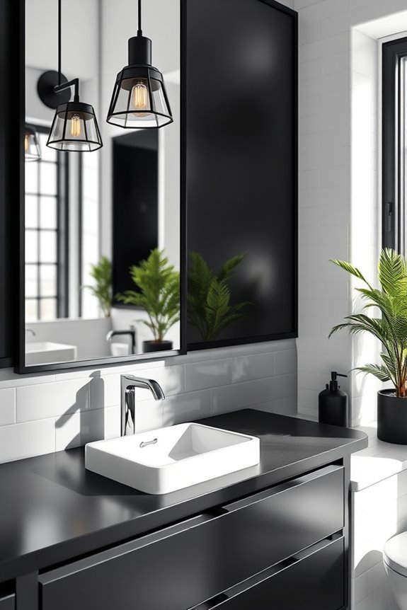 monochrome bathroom lighting design