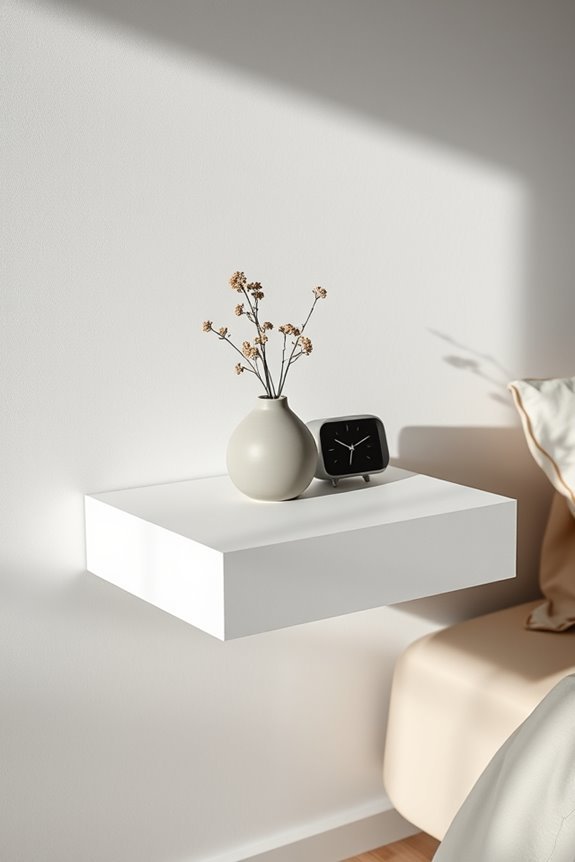 monochrome bedside table styling