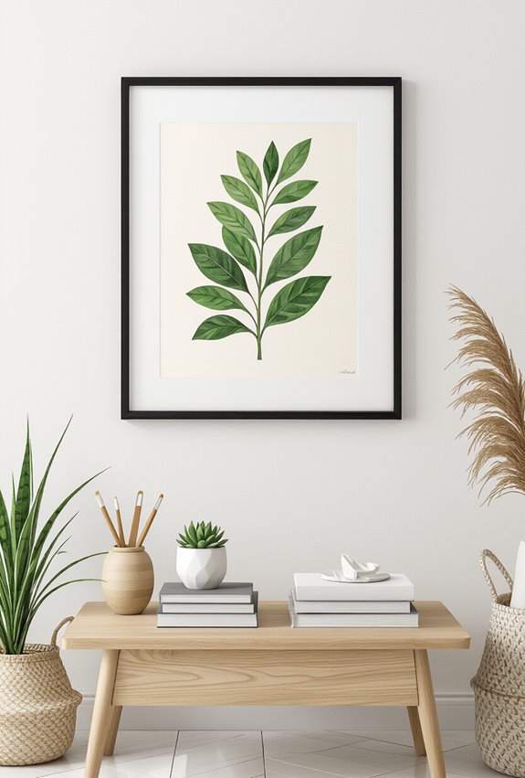 monochrome botanical framed workspace