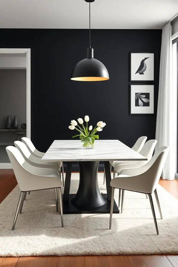 monochrome dining room elegance