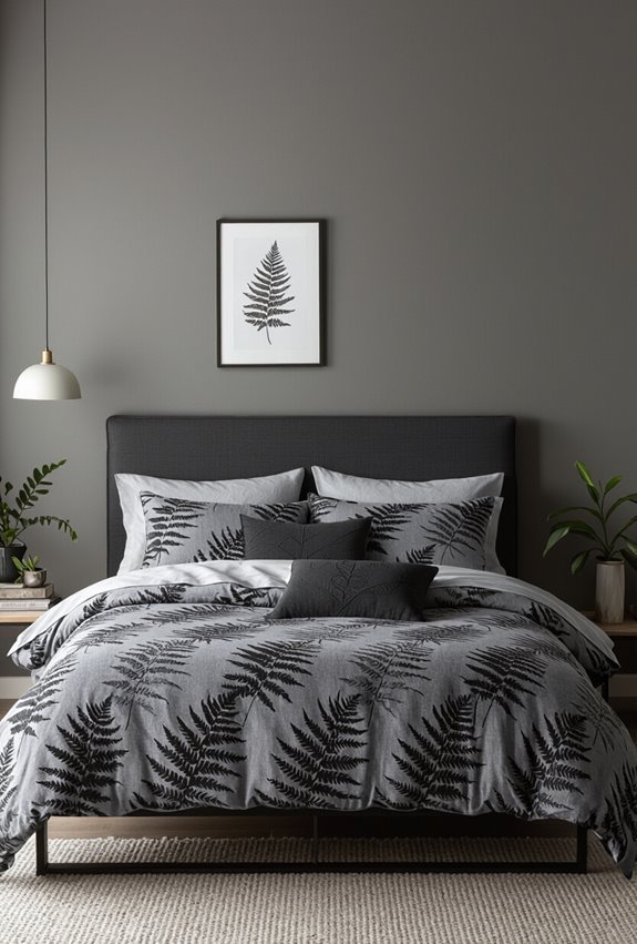 monochrome fern bedding elegance