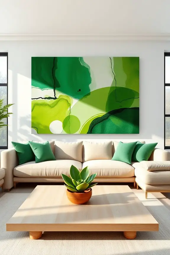 monochrome green wall art