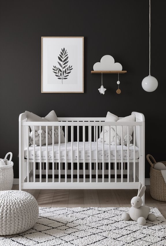 monochrome nursery with soft accents