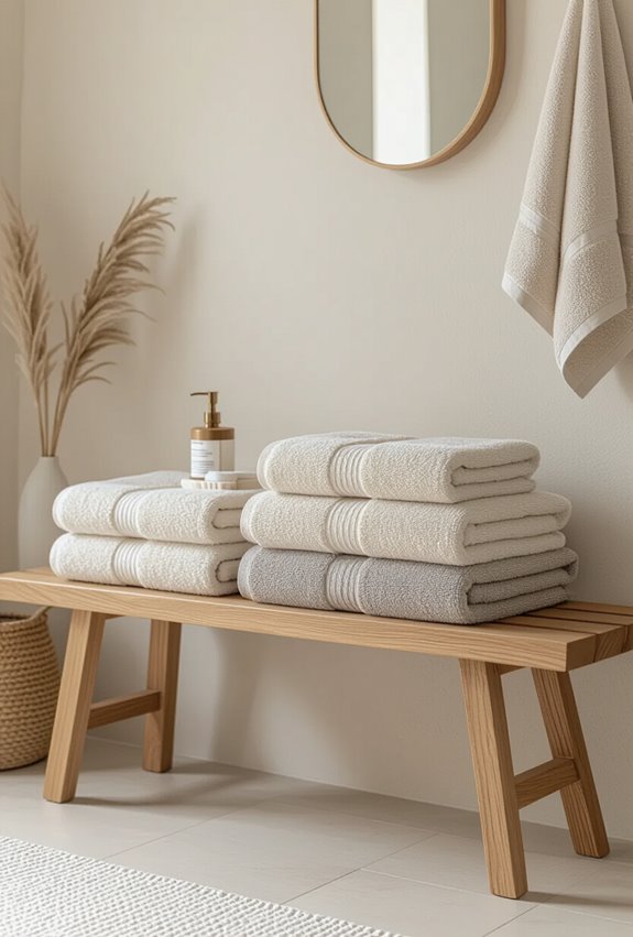 monochrome towel bench display