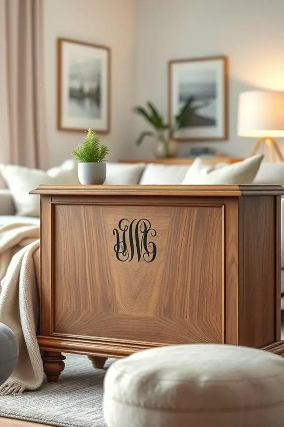 monogrammed personalized furniture accents