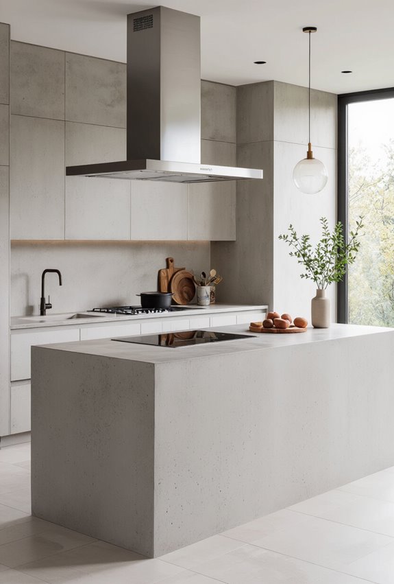 monolithic poured concrete cooktop
