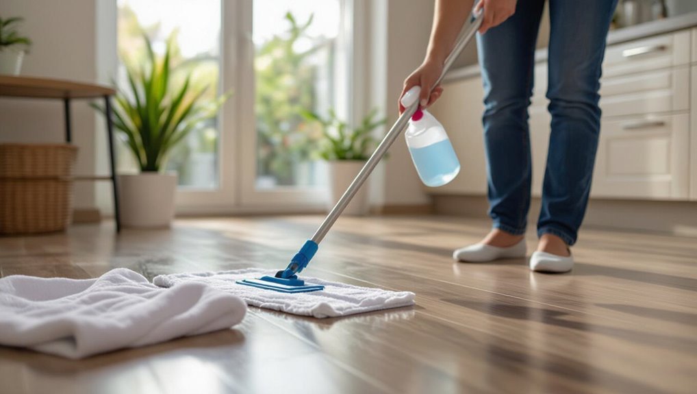 mop routinely spot clean