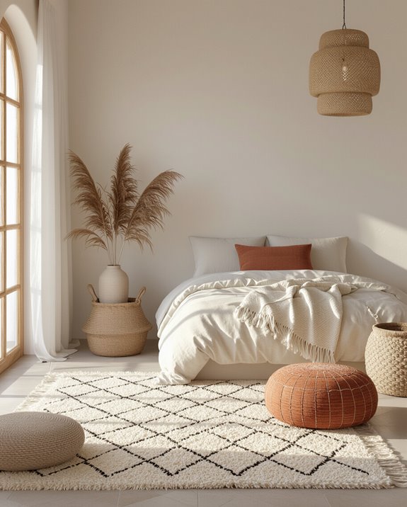 moroccan rugs and poufs
