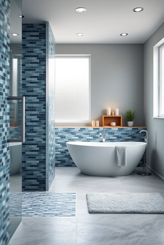 mosaic blue grey bathroom tiles